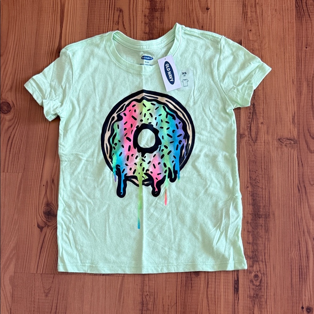 Old Navy Light Green Donut Graphic Tee